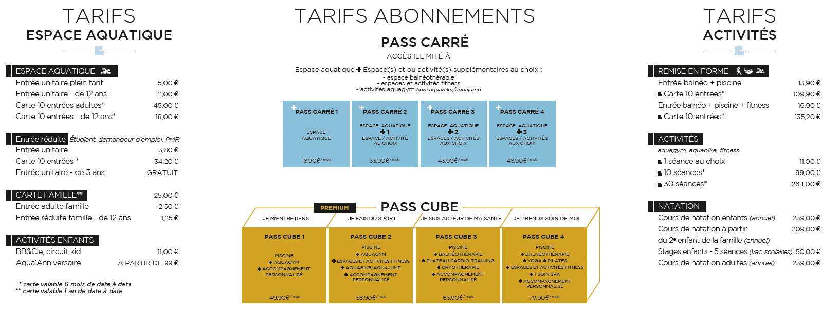 tarifs complets 2023-2024